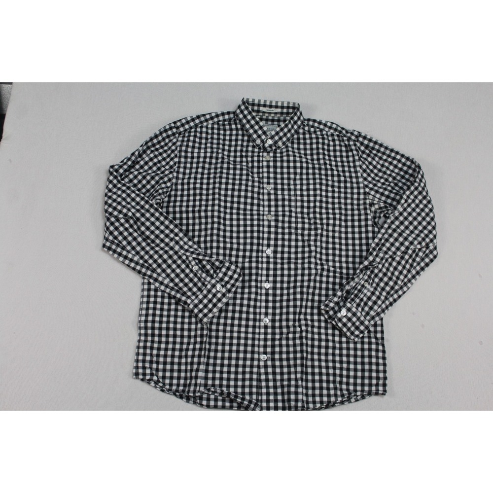 Frank & Oak Button Down Men Medium Black Excellent Gingham Plaid Branford Shirt